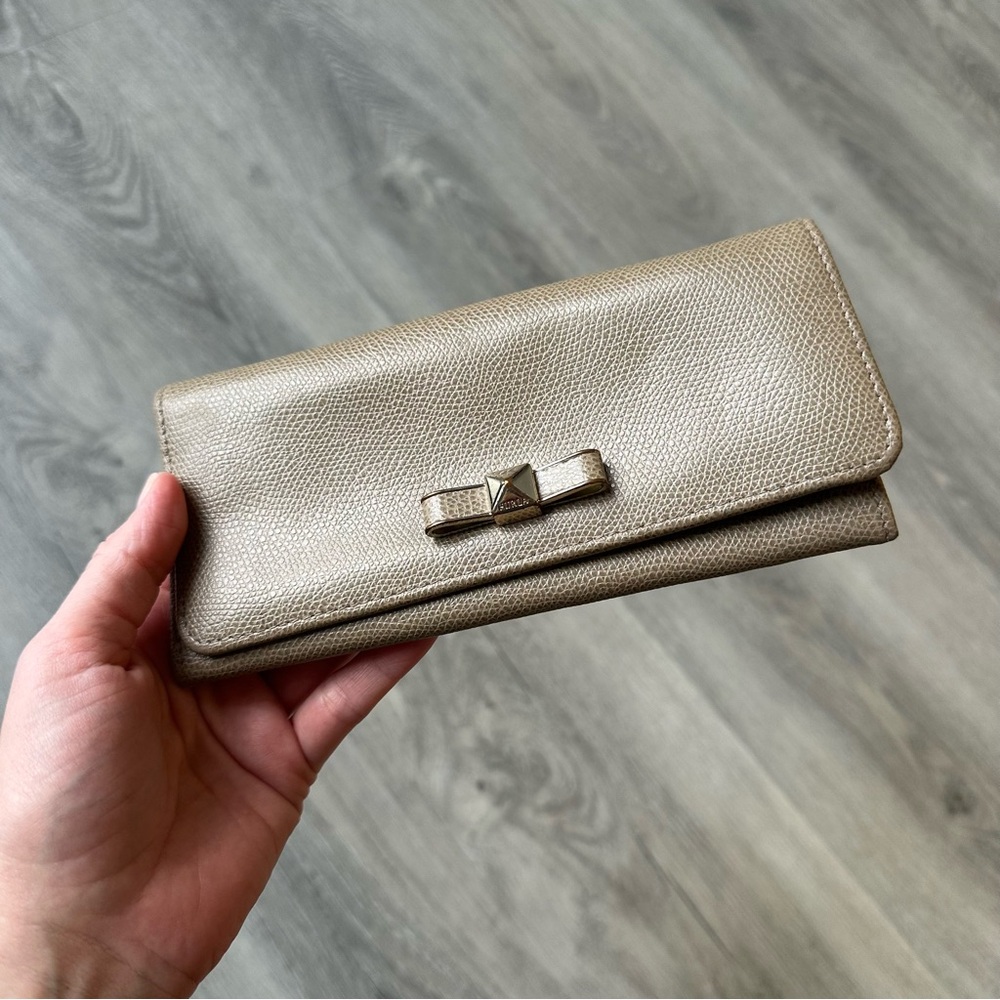 2 for $29 | Furla Tan Wallet with Studded Bow | Previously Loved